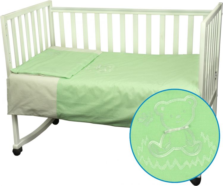 Ведмедик Руно миткаль в кроватку зеленое