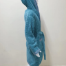 Подростковый махровый халат Welsoft темно голубого цвета с полосками