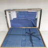 Однотонное синее постельное белье Vertical Stripe Sateen Lacivert на аодарок