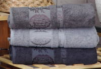 Набор серых бамбуковых полотенец 70х140 (3 шт), Aynali Agac Bamboo