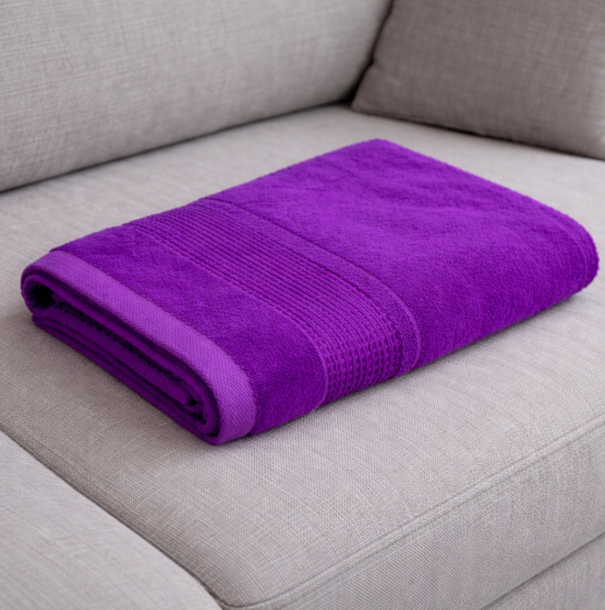 Полотенце махровое фиолетовое — 400 г/м², 100% хлопок (Узбекистан)