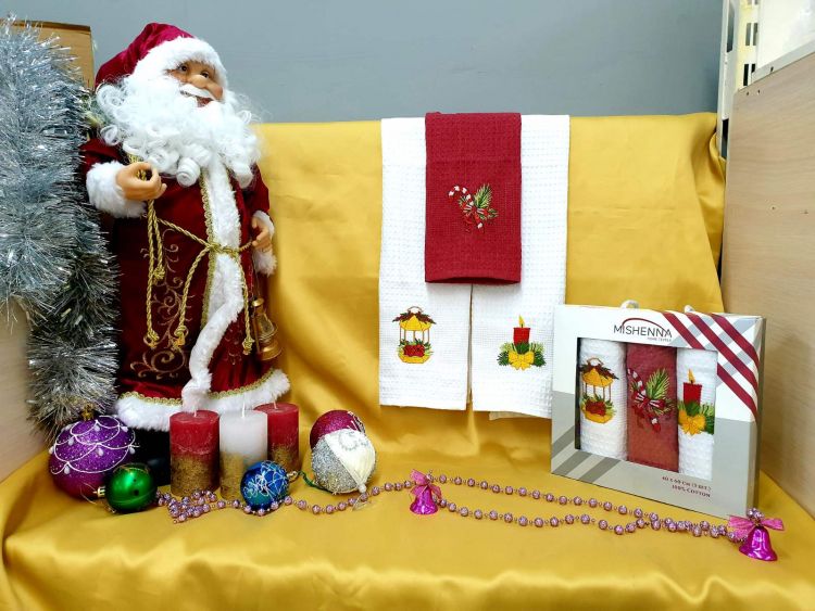 Набор новогодних полотенец New Year-1, 40х60 (3шт.) вафля