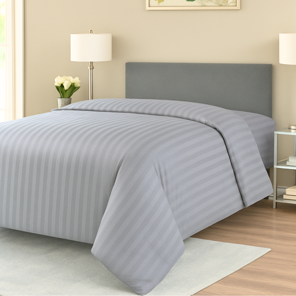 Пододеяльник светло-серый lux сатин Sateen Stripe 