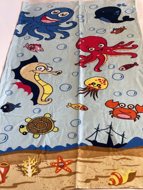 Детское пляжное полотенце Морские животные велюр/махра в Киеве