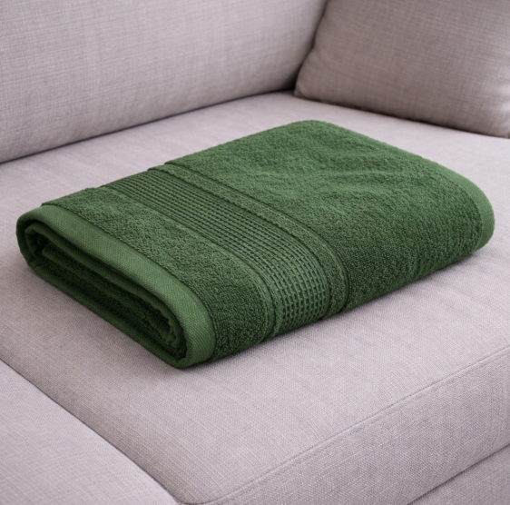 Полотенце махровое зеленое — 400 г/м², 100% хлопок (Узбекистан) 
