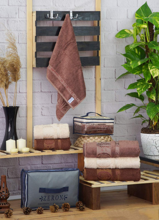 Набор коричневых бамбуковых полотенец 50х90 (3 шт), Aynali Agac купить