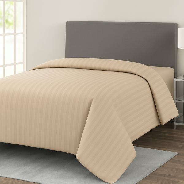 Пододеяльник бежевый lux сатин Sateen Stripe1