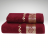 Бордовое махровое полотенце с золотым кантом Parisa 430г/м2, хлопок  