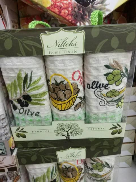Вафельные кухонные полотенца Nilteks  olive