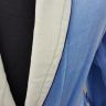 Мужской халат велюр голубой ZERON с белым воротником
