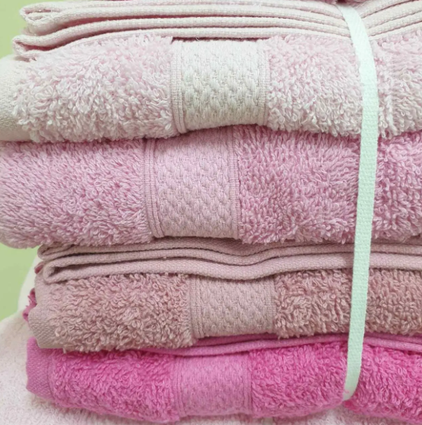 Набор махровых полотенец (4 шт) Hasir Pembe розового цвета