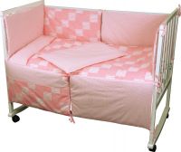 Набор для детской кроватки Клеточка розовый Руно