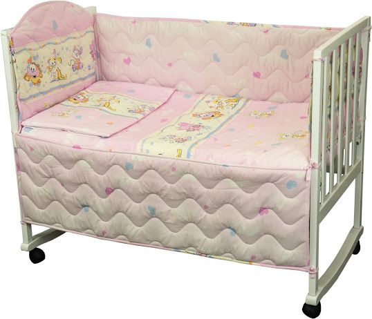 Набор для детской кроватки Мишка с сыром розовый