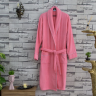 Велюровый женский розовый халат без капюшона Шаль