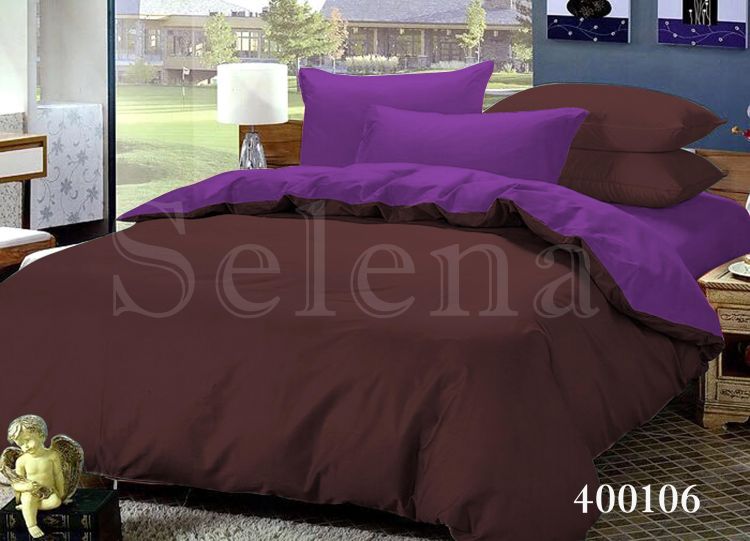 Комплект постельного белья поплин Шоколадно-Фиолетовый
