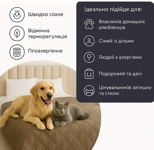 Покрывало стеганое двусторонее непромокаемое характеристики