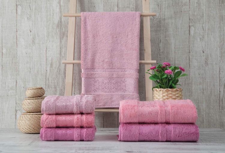 Набор розовых бамбуковых полотенец 50х90 (3 шт), Damkas Desen