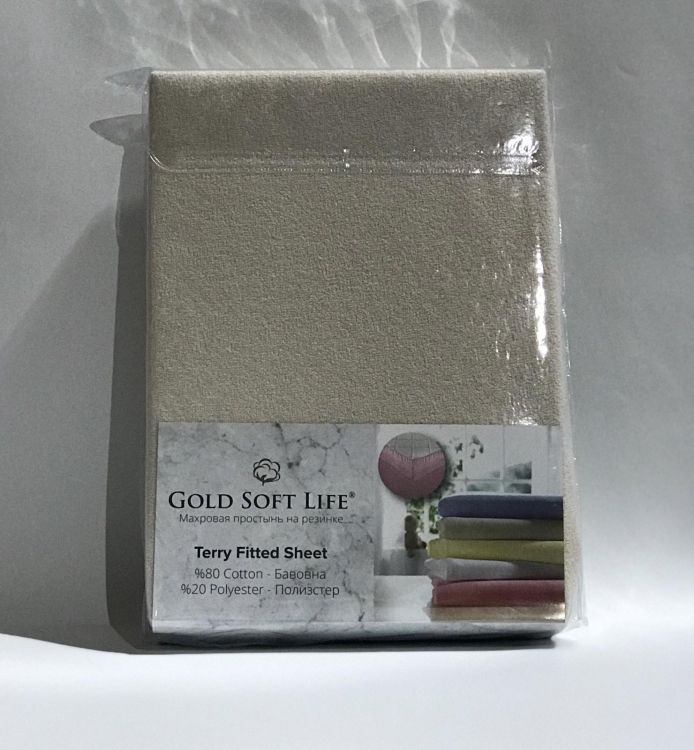 Простынь трикотажная на резинке Gold Soft Life Terry Fitted Sheet молочная купить