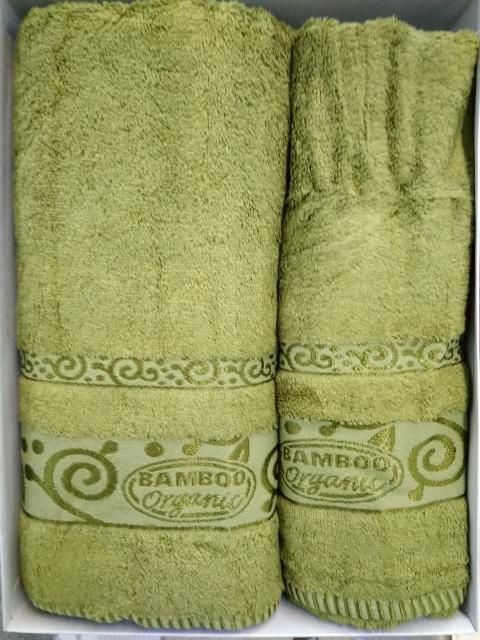 Зеленые полотенца из бамбука купить