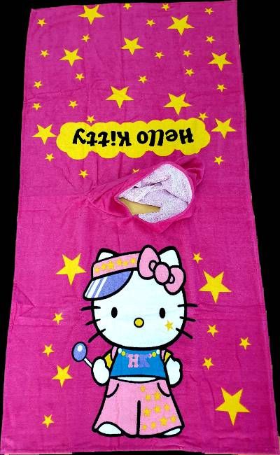 Детское полотенце пончо розовое Хелоу Китти для девочки
