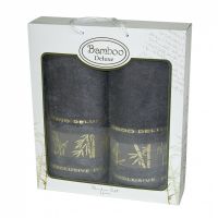 Набор бамбуковых полотенец в коробке Bamboo серый