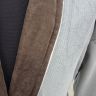 Мужской халат велюр светло-серый Zeron с коричневым воротником 