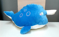 Детский плед внутри мягкой игрушки-подушки Дельфин синий