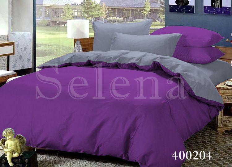 Комплект постельного белья поплин Серо-Фиолетовый