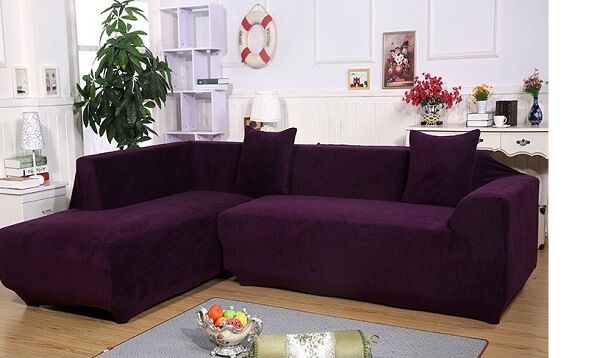 Чехол на угловой диван замша 235х300 Purple микрофибра