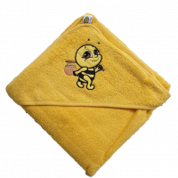 Полотенце с капюшоном для купания пчелка желтое