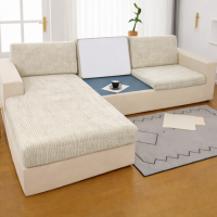 Чехол для сидений и спинок дивана мебельный велюр Lotus 02 кремовый