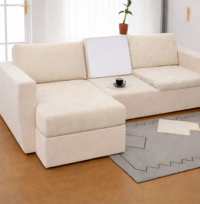 Чехол для сидений и спинок дивана мебельный велюр Lotus 02 кремовый