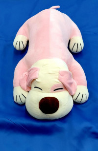 Детский плед внутри мягкой игрушки-подушки Собачка розовая