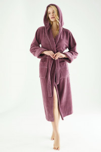 Женский фиолетовый халат ns 6890 murdum бамбук, махра-велюр