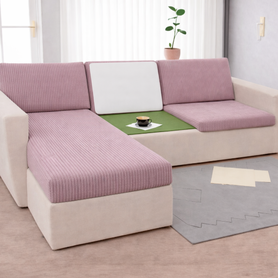 Чехол для сидений и спинок дивана мебельный велюр Lotus 62 Бледно - сиреневый