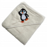 Полотенце с капюшоном для купания пингвин кремовый