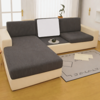 Чехол для сидений и спинок дивана мебельный велюр Lotus 20 Серо - коричневый