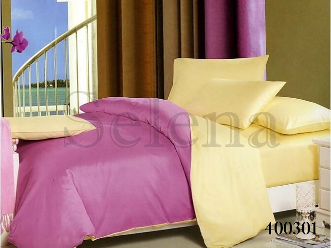 Комплект постельного белья поплин Ванильно-Фиолетовый