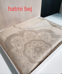 Бежевая тефлоновая скатерть прямоугольная Masali, Hatmi Bej 