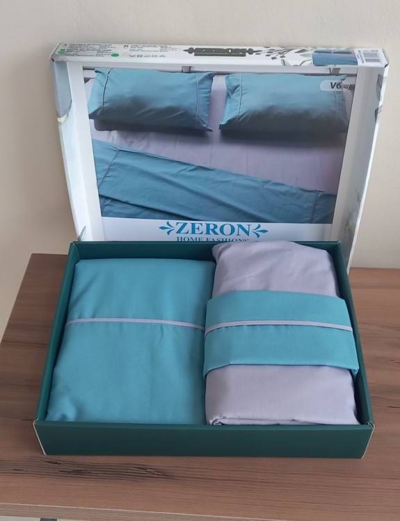 Комплект постельного белья Cotton V6 бирюзовый на подарок