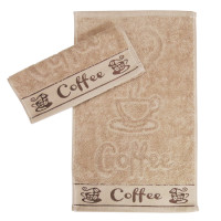 Бежевое кухонное полотенце махра Parisa Сoffee 420г/м2, Вeige