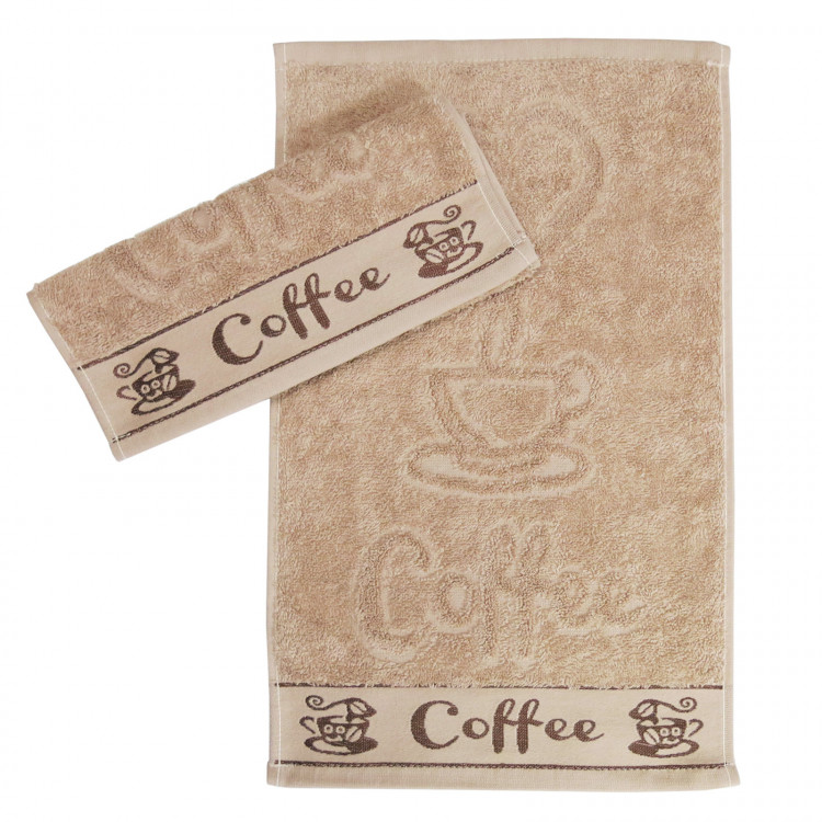 Бежевое кухонное полотенце махра Parisa Сoffee 420г/м2, Вeige